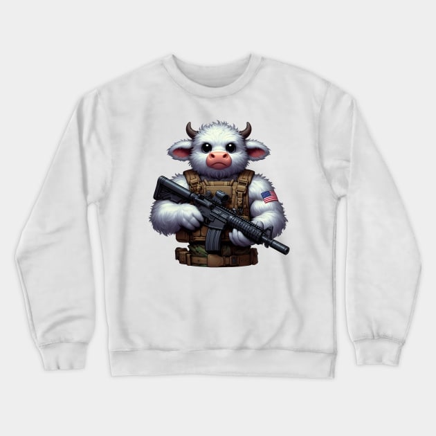 Fluffy Cow Crewneck Sweatshirt by Rawlifegraphic